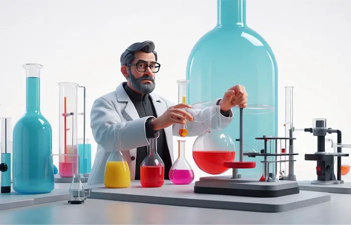 Scientist Researching in Lab 3D Character Illustration image